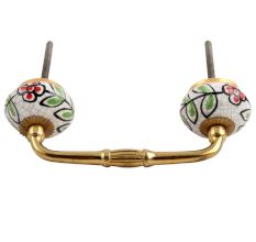 White And Green Leaf Crackle Ceramic Bridge Handle 