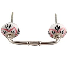 Black And Pink Floral Crackle Ceramic Bridge Handle