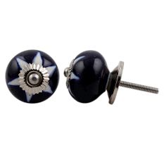 Navy Blue Etched Ceramic Knob-06
