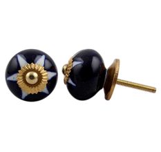 Navy Blue Etched Ceramic Knob-06