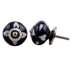 Navy Blue Etched Ceramic Knob-07