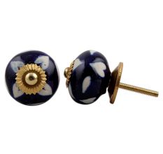 Navy Blue Etched Ceramic Knob-07