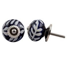 Navy Blue Etched Ceramic Knob-08