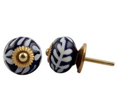 Navy Blue Etched Ceramic Knob-08