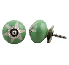 Pea Green Etched Ceramic Knob-10
