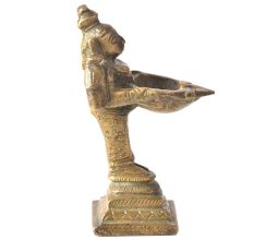 Brass Lady Holding Oil Lamp Diya