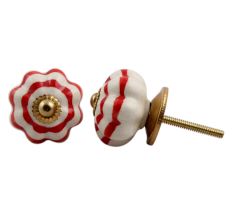 Cream Red Medium Knob
