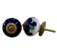 Navy Blue Flower Knob