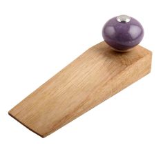 Purple Round Ceramic Wooden Door Stopper
