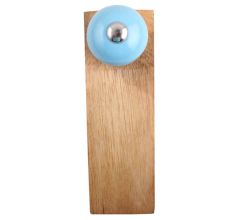 Sky Blue Round Ceramic Wooden Door Stopper
