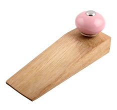 Pink Round Ceramic Wooden Door Stopper