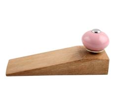 Pink Round Ceramic Wooden Door Stopper