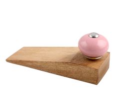 Pink Round Ceramic Wooden Door Stopper