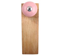 Pink Round Ceramic Wooden Door Stopper