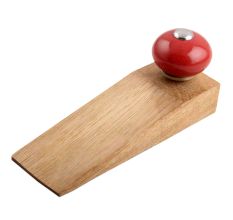 Red Round Ceramic Wooden Door Stopper