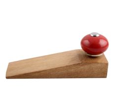 Red Round Ceramic Wooden Door Stopper