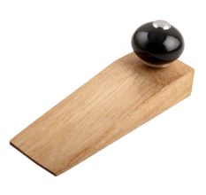 Black Round Ceramic Wooden Door Stopper