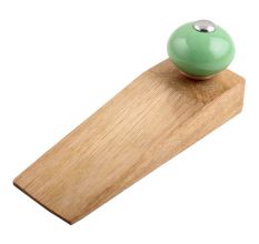 Pea Green Round Ceramic Wooden Door Stopper