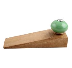 Pea Green Round Ceramic Wooden Door Stopper