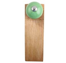 Pea Green Round Ceramic Wooden Door Stopper