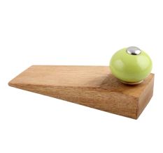 Lime Round Ceramic Wooden Door Stopper
