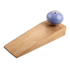 Slate Blue Round Ceramic Wooden Door Stopper