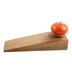 Orange Round Ceramic Wooden Door Stopper