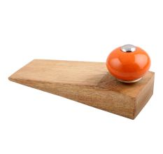 Orange Round Ceramic Wooden Door Stopper