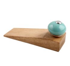 Sea Green Round Ceramic Wooden Door Stopper
