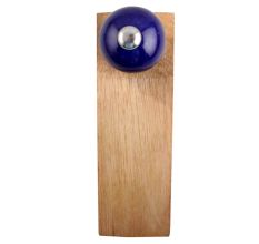 Navy Blue Round Ceramic Wooden Door Stopper