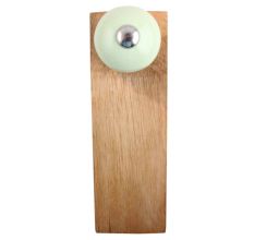 Sage Green Round Ceramic Wooden Door Stopper
