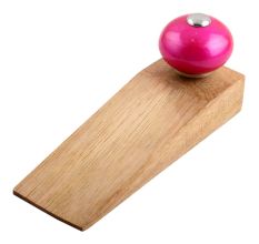Neon Pink Round Ceramic Wooden Door Stopper