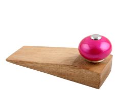 Neon Pink Round Ceramic Wooden Door Stopper