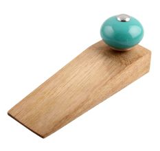 Neon Sea Green Round Ceramic Wooden Door Stopper