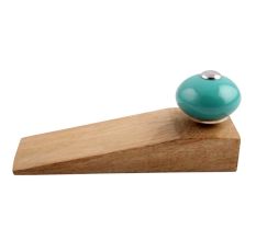 Neon Sea Green Round Ceramic Wooden Door Stopper