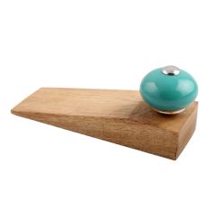 Neon Sea Green Round Ceramic Wooden Door Stopper