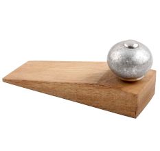 Silver Round Ceramic Wooden Door Stopper