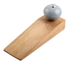 Light Grey Round Ceramic Wooden Door Stopper