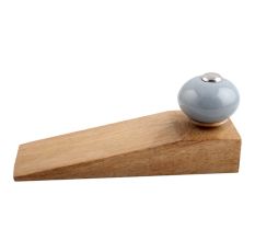 Light Grey Round Ceramic Wooden Door Stopper