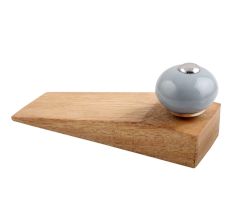 Light Grey Round Ceramic Wooden Door Stopper