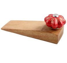 Red Golden Leaf Big Ceramic Wooden Door Stopper