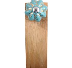 Light Blue Golden Leaf Big Melon Ceramic Wooden Door Stopper