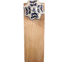 Navy Blue Leaf Melon Ceramic Wooden Door Stopper