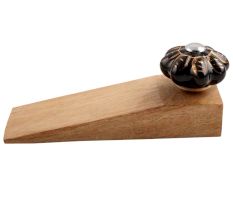 Black And Golden Leaf Big Melon Ceramic Wooden Door Stopper