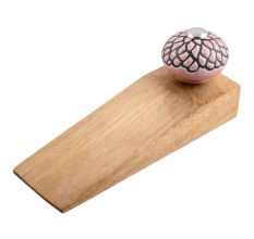 Pink And Black Etched Ceramic Wooden Door Stopper