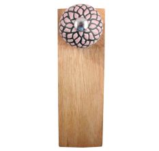 Pink And Black Etched Ceramic Wooden Door Stopper
