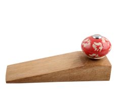 Red Etched Ceramic Wooden Door Stopper