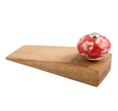 Red Etched Ceramic Wooden Door Stopper