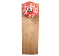 Red Etched Ceramic Wooden Door Stopper