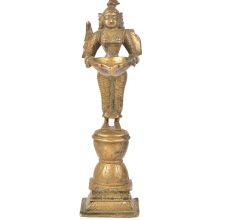 Lady Holding Diya In Her Hands Bronze Figurine